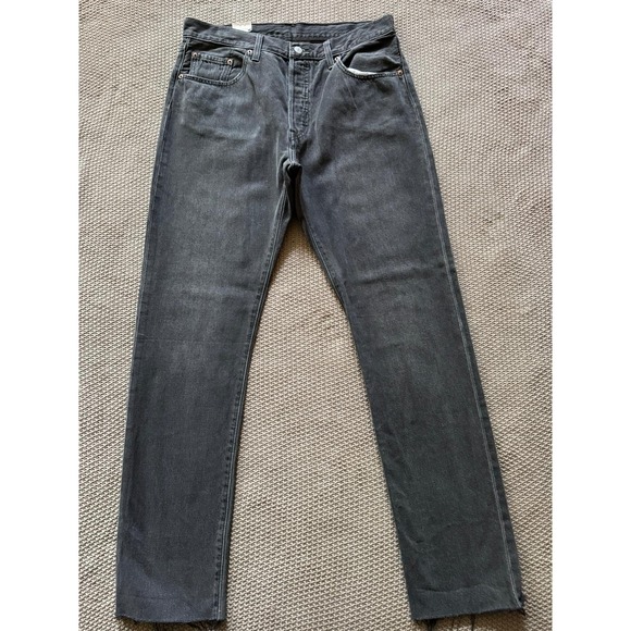 Levi's 501‎ Mens Jeans Black Wash Straight Leg Denim Pants Raw Hem Size 32 NWT - Picture 1 of 10
